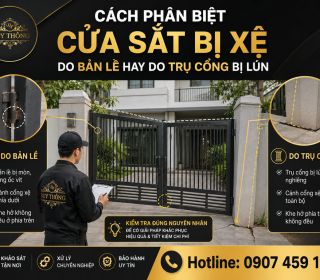 Cách phân biệt cửa sắt bị xệ do bản lề hay do trụ cổng bị lún
