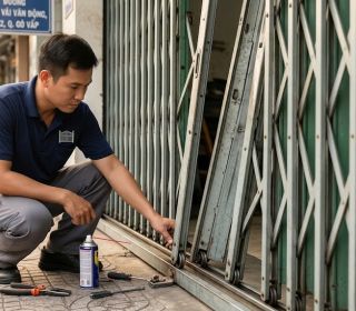 Chuyên Sửa Cửa Sắt Kéo Đài Loan Bị Rít, Trật Đường Ray Tại Quận Gò Vấp
