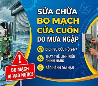 Sửa chữa bo mạch cửa cuốn bị vào nước do mưa ngập