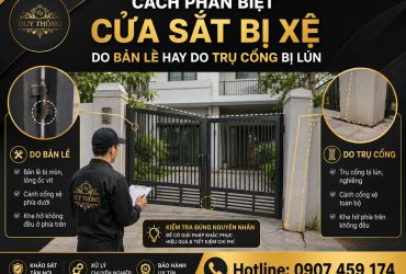 Cách phân biệt cửa sắt bị xệ do bản lề hay do trụ cổng bị lún