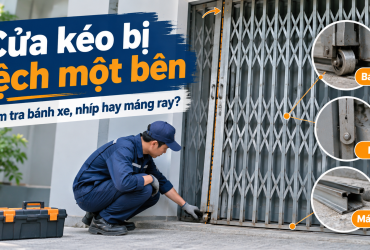 Cửa kéo bị lệch một bên: Kiểm tra bánh xe, nhíp hay ray?