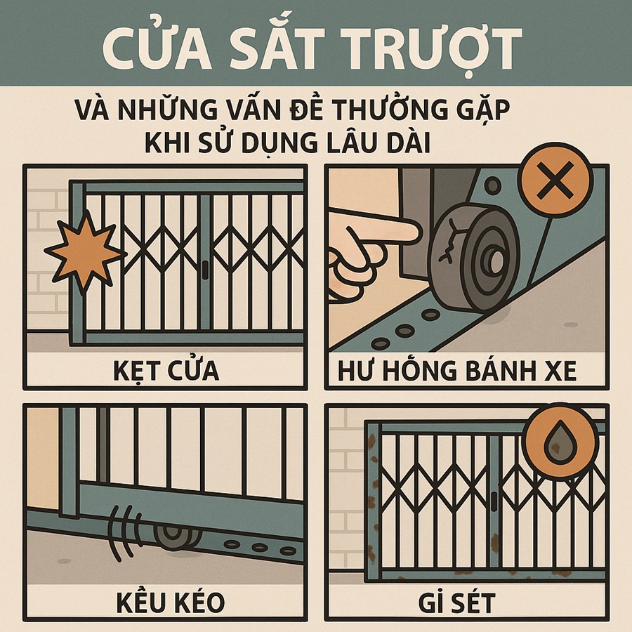 cửa sắt trượt bị hư