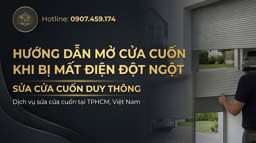 Ảnh hướng dẫn mở cửa cuốn khi bị mất điện đột ngột
