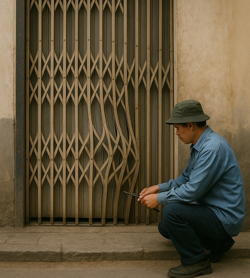 thợ sửa cửa sắt cong vênh