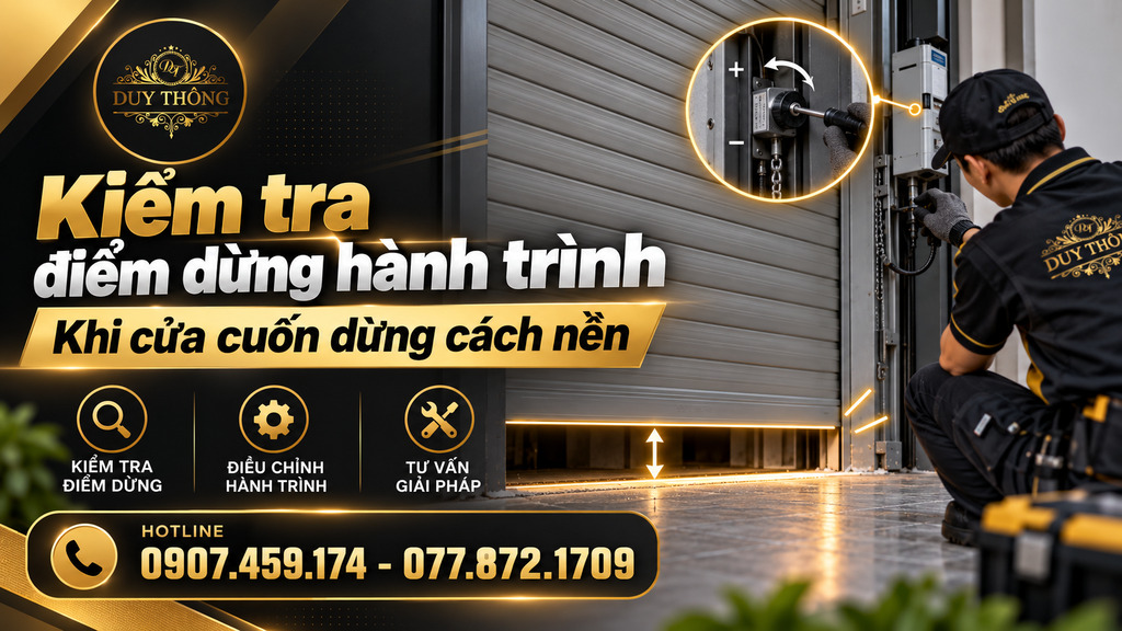 Kiểm tra điểm dừng hành trình khi cửa cuốn dừng cách nền